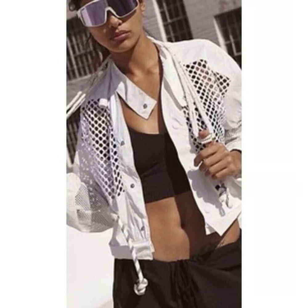 NWT Free People Movement Mesh Convertible Trench Jacket White Small